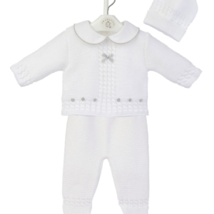 girls white knitted 3 piece set, boutique style, winter clothes