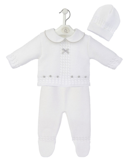 girls white knitted 3 piece set, boutique style, winter clothes