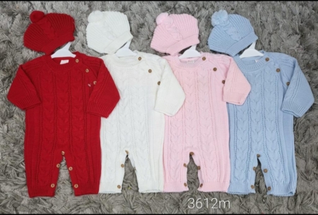 knitted onesie, boutique style, boys, girls, matching bobble hat, winter clothes