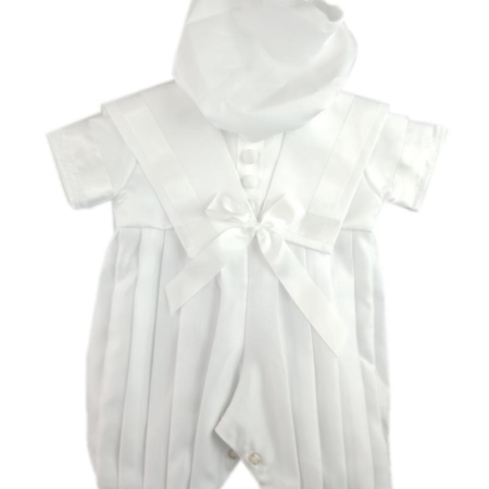 satin white sailor suit romper baby boutique special occasion christening boys