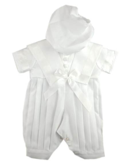 satin white sailor suit romper baby boutique special occasion christening boys