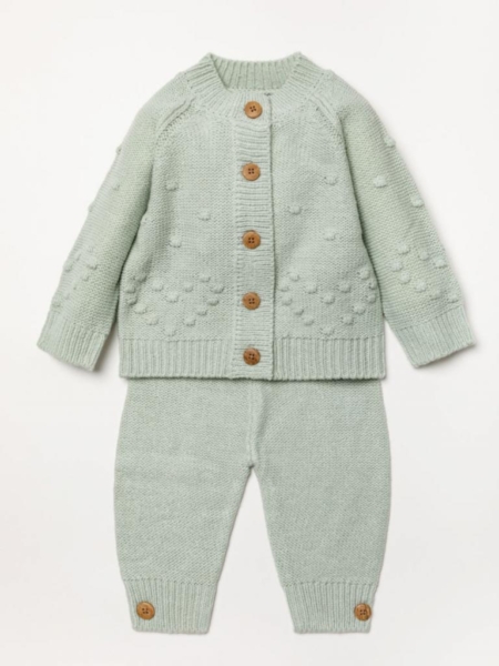 girls knitted cardigan and trouser set, warm and cosy