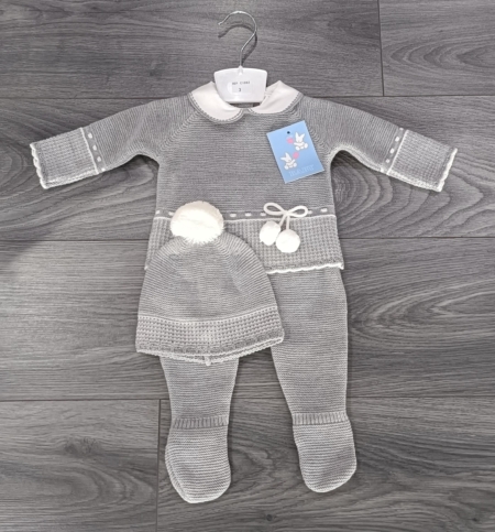 knitted grey boy girl unisex boutique spanish style set pramsuit