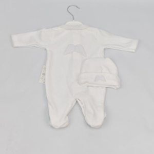 white boy girl unisex angel wing velour babygrow