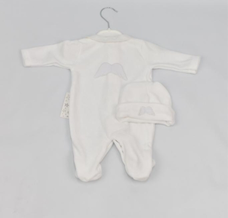 white boy girl unisex angel wing velour babygrow