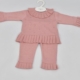 girls dusky pink knitted jumper and trouser set