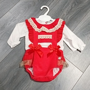 Girls red spanish style romper, christmas