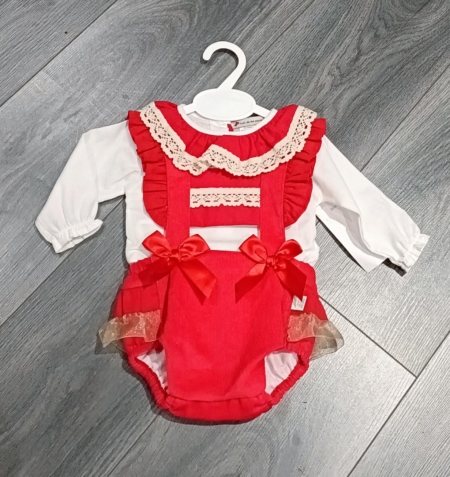 Girls red spanish style romper, christmas