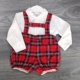 red boys tartan short and shirt set