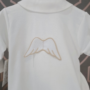 unisex babygrow white angel wing detail