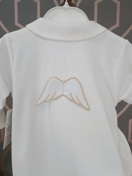 unisex babygrow white angel wing detail