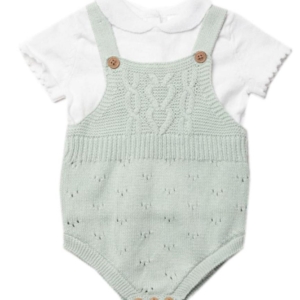 Girls sage green knitted romper and matching top