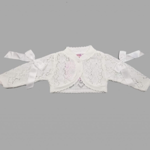 Girls white lave and bow bolero cardigan