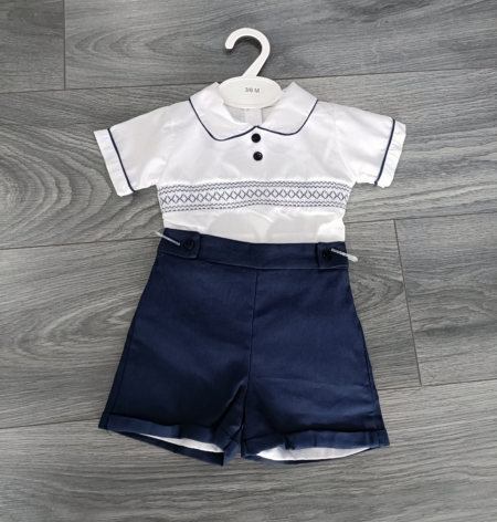 boys navy short and shirt set spanish style