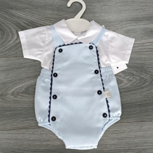 boys baby blue and navy romper spanish style