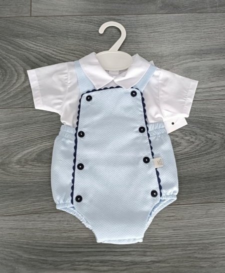 boys baby blue and navy romper spanish style