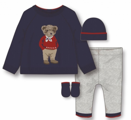 navy knitted set boys bear