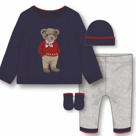 navy knitted set boys bear