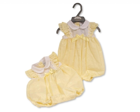 Premature girls summer lemon romper with daisy flower detail