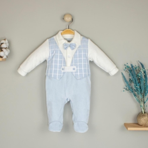 boys smart velour babygrow