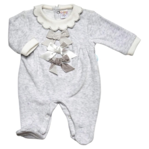 girls grey velour Spanish style babygrow