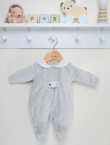 boys by PEX grey velour babygrow