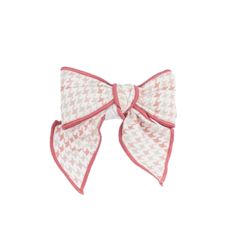 girls hair bow pink check