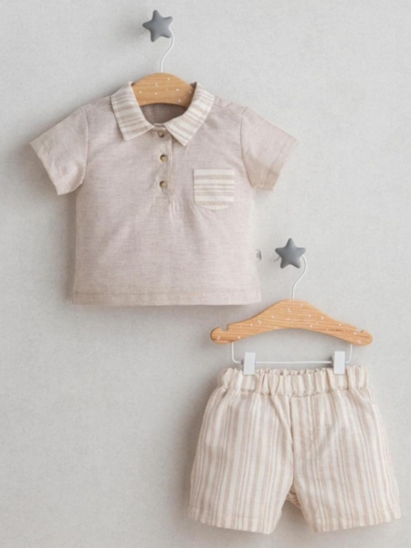 beige short and top set