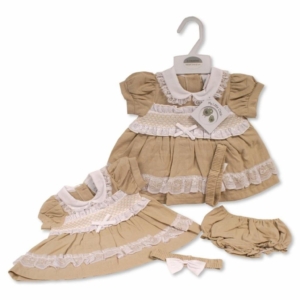 premature dress, beige, biscuit, girls, lace