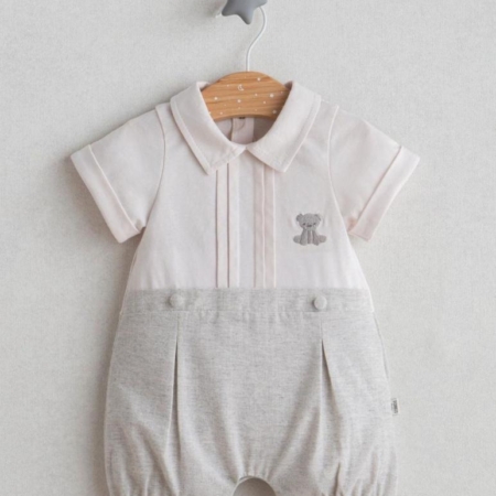 boys dog romper grey smart shorts