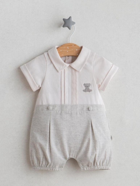 boys dog romper grey smart shorts